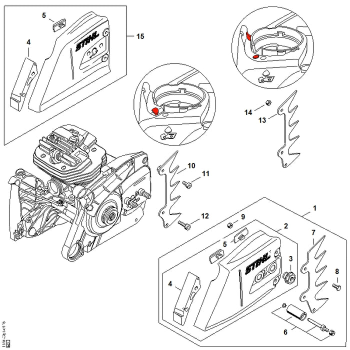 STIHL 1144-640-1705 Kettenraddeckel positie 2 technische tekening