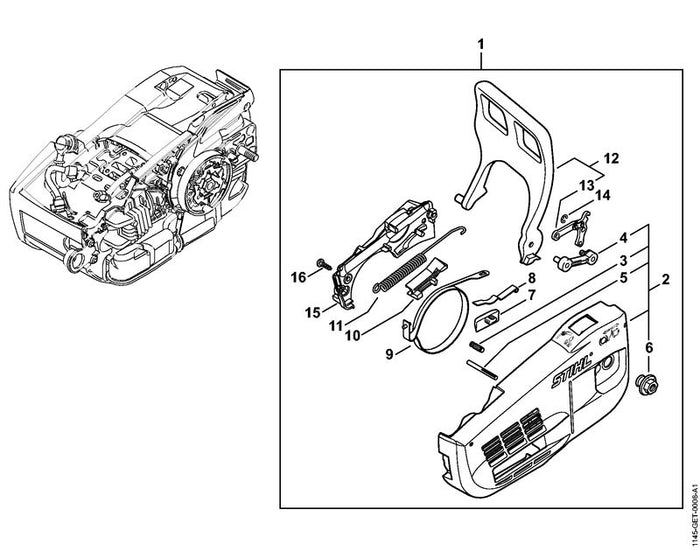 STIHL 1145-790-9101 Handschutz positie 12 technische tekening
