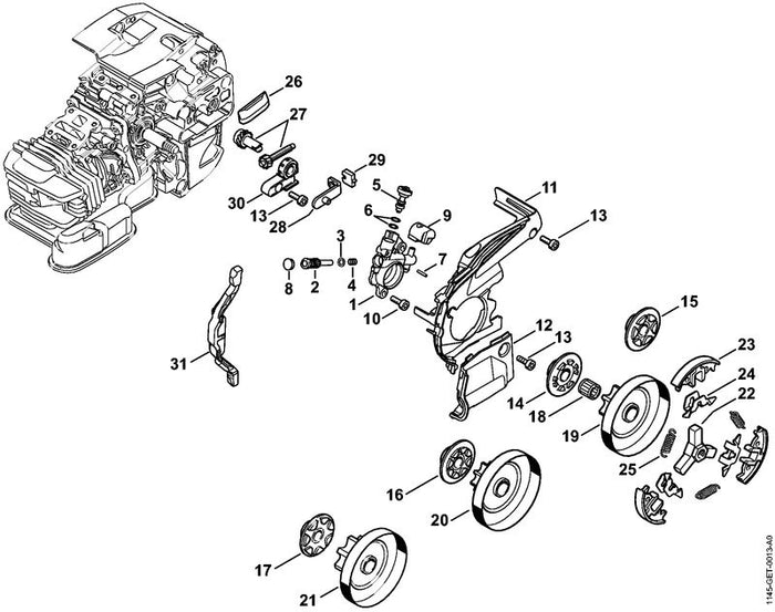 STIHL 1145-640-2010 Kettenrad 3/8" Picco 6Z positie 19 technische tekening