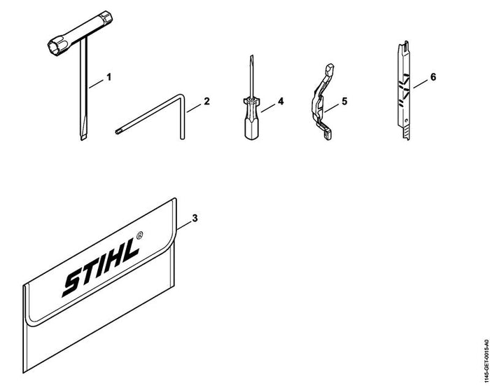 STIHL 1145-890-1401 Satz Werkzeuge positie -1 technische tekening