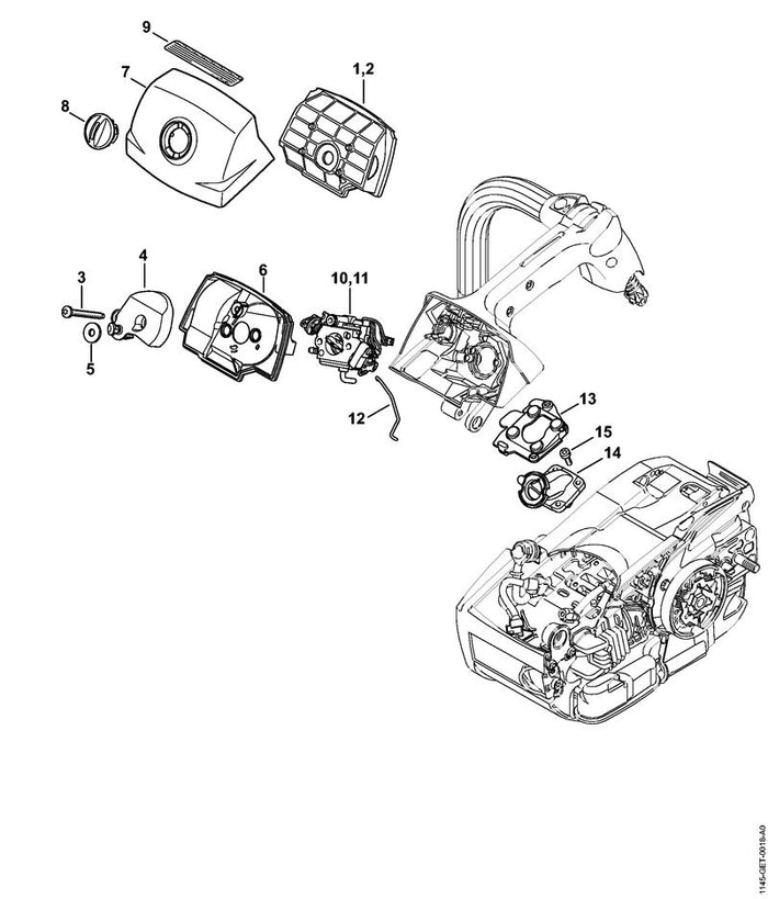 STIHL 1145-120-0622 Vergaser 1145/22 positie 10 technische tekening