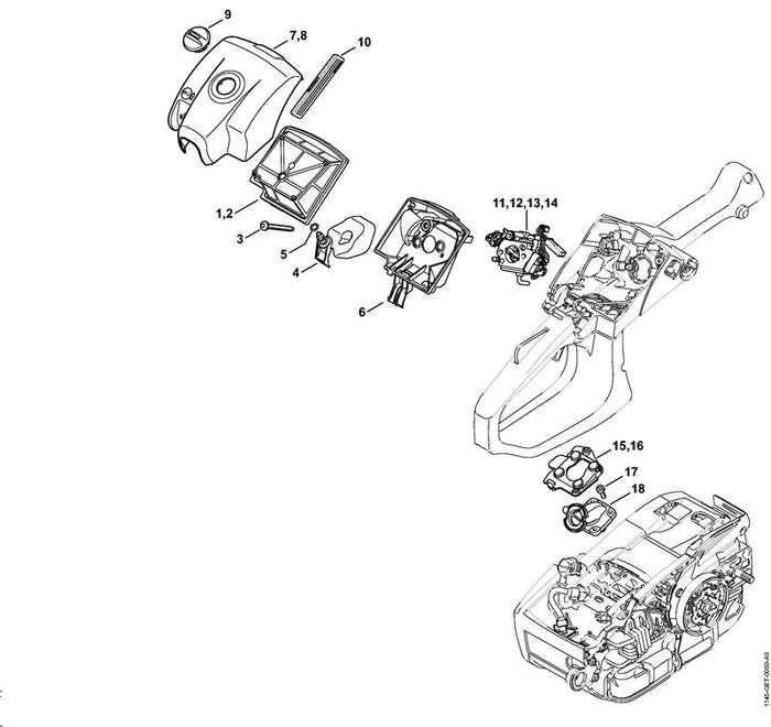 STIHL 1137-140-9200 Verschluss positie 9 technische tekening