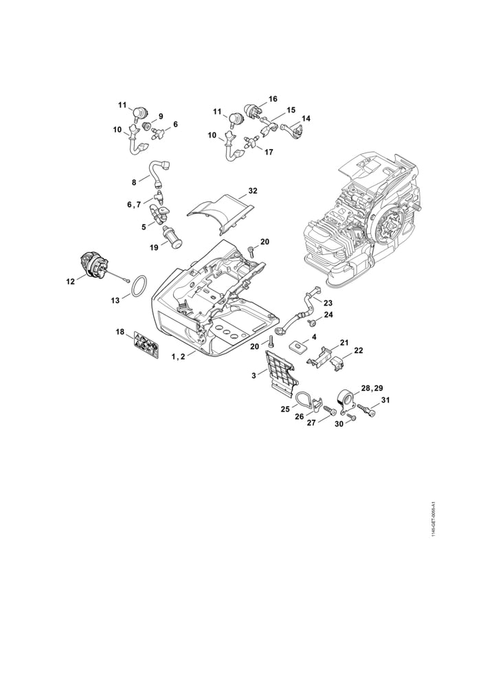 STIHL 0000-350-3522 Saugkopf positie 19 technische tekening