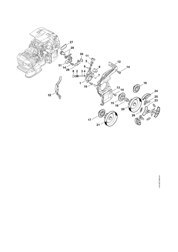 STIHL 1145-647-9100 Tülle positie 11 technische tekening