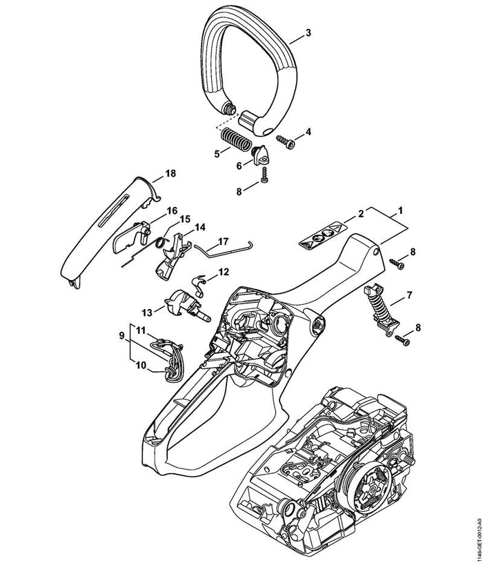 STIHL 1146-182-0901 Schaltwelle positie 13 technische tekening
