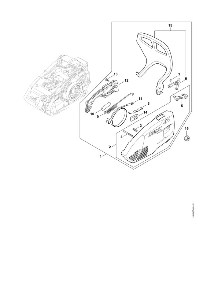 STIHL 1146-160-5400 Bremsband positie 11 technische tekening