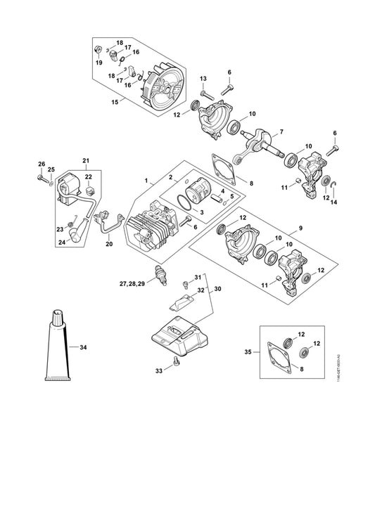 STIHL 1146-007-1600 Dichtungssatz positie 35 technische tekening