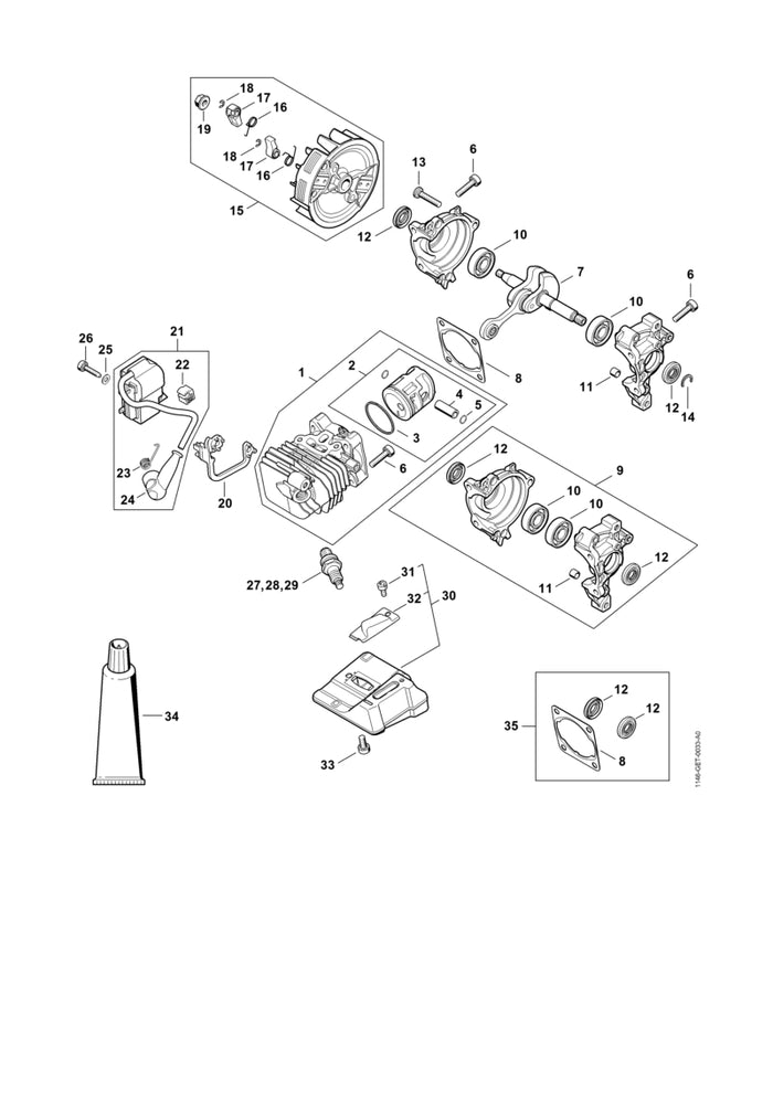 STIHL 1146-029-2300 Zylinderdichtung positie 8 technische tekening