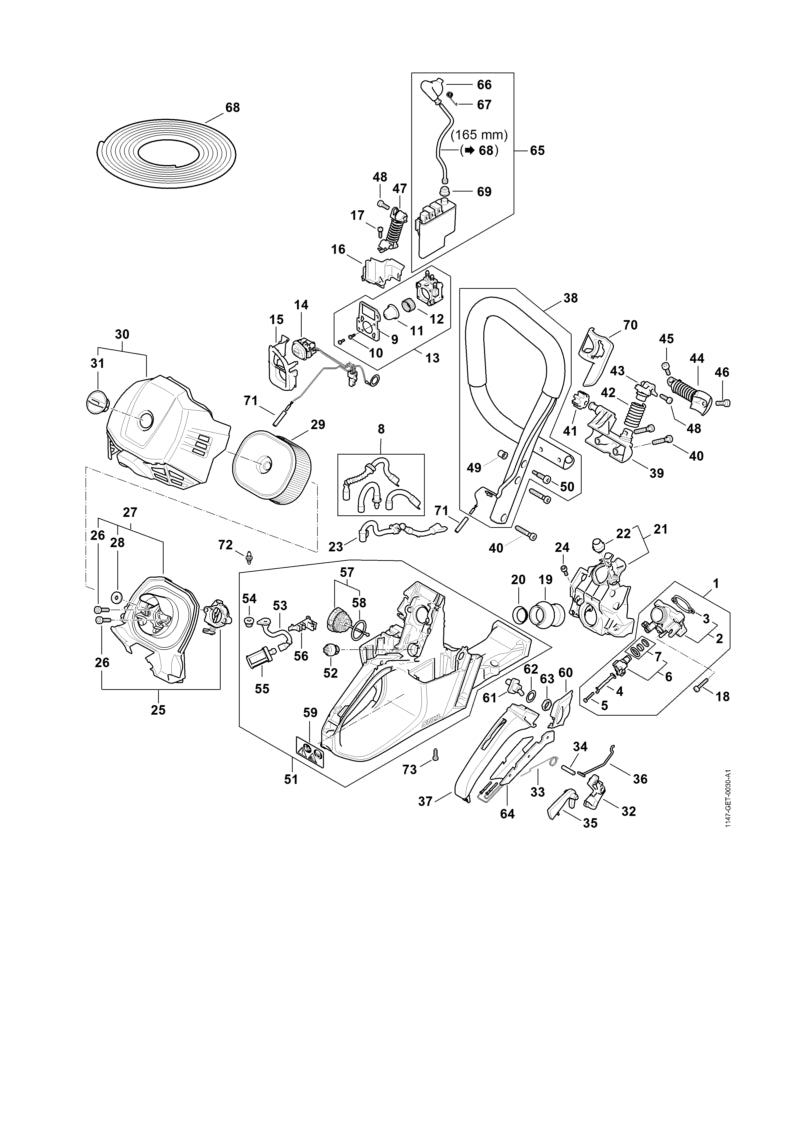 STIHL 0000-130-3307 Einspritzventil positie 6 technische tekening