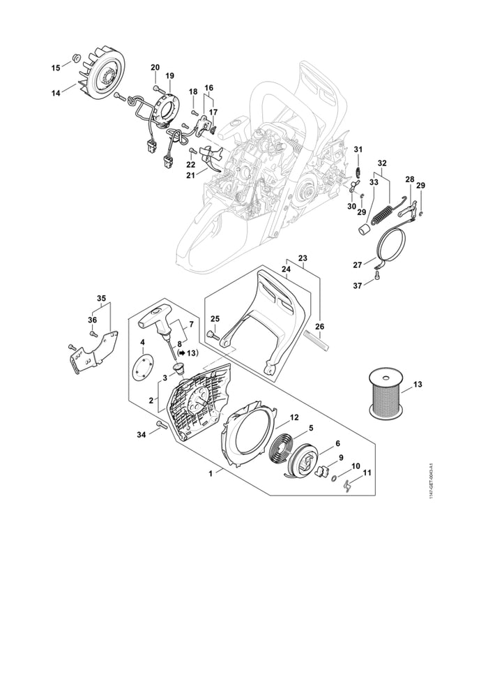 STIHL 1147-160-5400 Bremsband positie 27 technische tekening