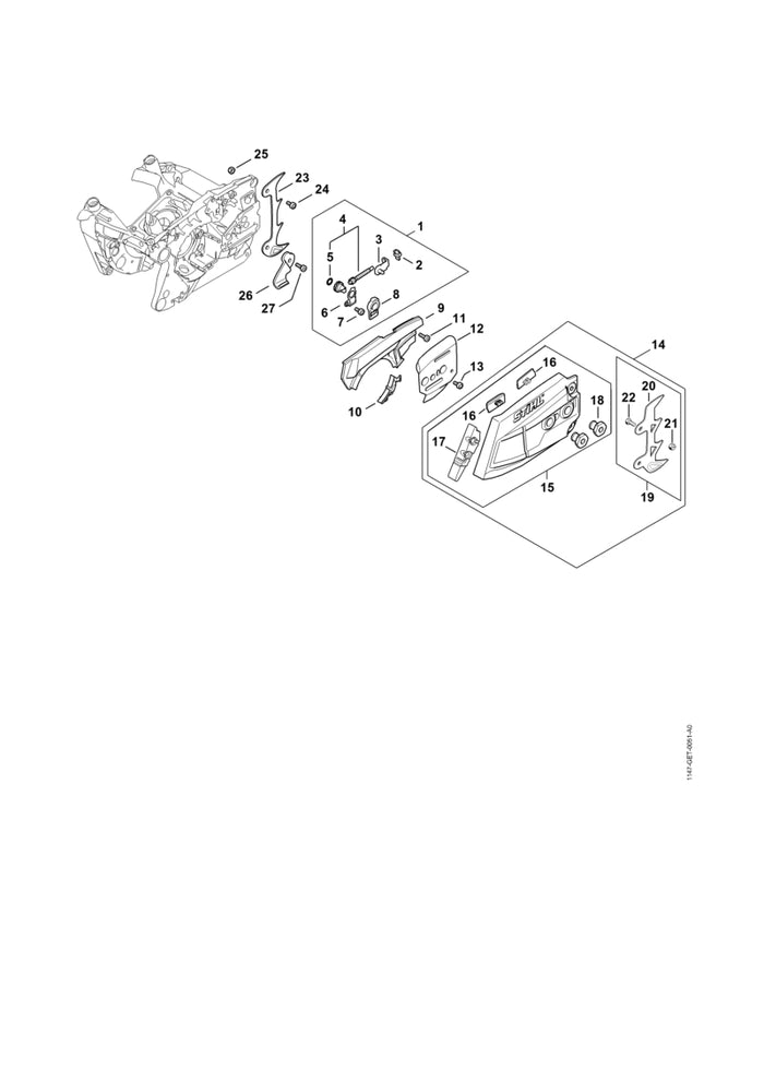 STIHL 1147-021-1100 Deckel positie 9 technische tekening
