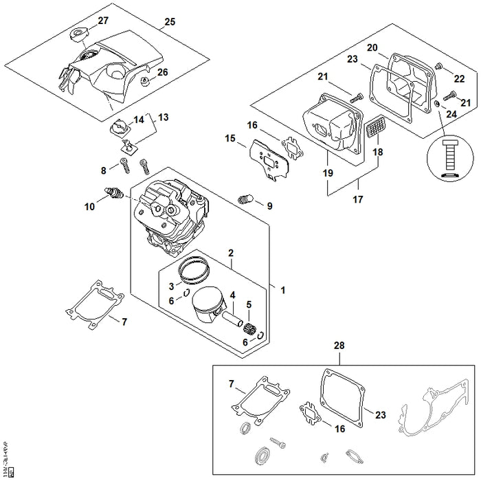 STIHL 1143-020-9400 Dekompressionsventil positie 9 technische tekening