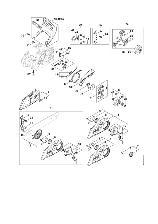 STIHL 1148-640-1704 Kettenraddeckel positie 3 technische tekening