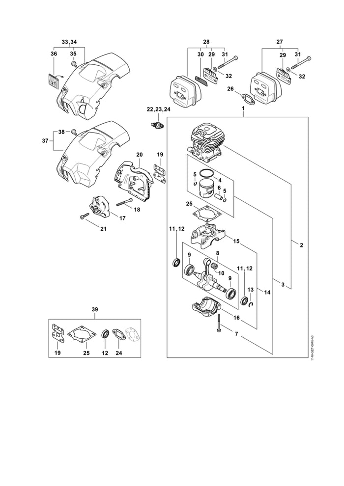 STIHL 1148-029-2301 Zylinderdichtung positie 25 technische tekening