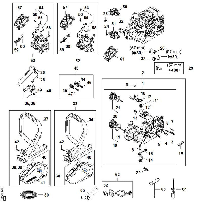STIHL 1148-007-1000 Satz AV-Federn positie 43 technische tekening