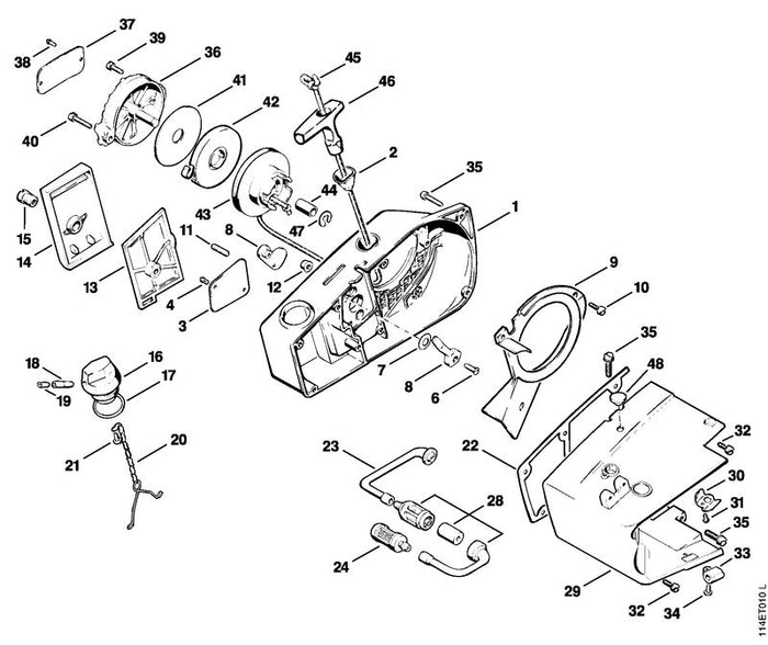 STIHL 1114-120-1605 Luftfilter, beflockt positie 13 technische tekening
