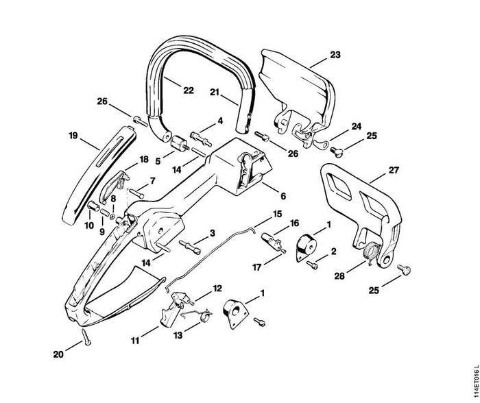 STIHL 1114-180-1502 Gashebel positie 11 technische tekening