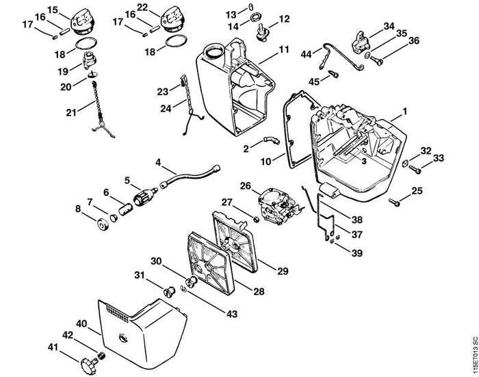 STIHL 0000-997-0927 Druckfeder positie 42 technische tekening