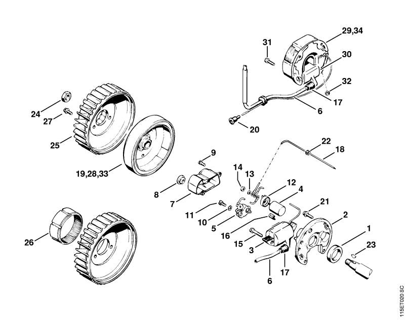 STIHL 0000-961-5116 Ring positie 26 technische tekening