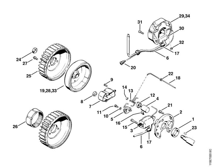 STIHL 9482-435-0390 Scheibenfeder DIN6888-3x3,7 positie 23 technische tekening