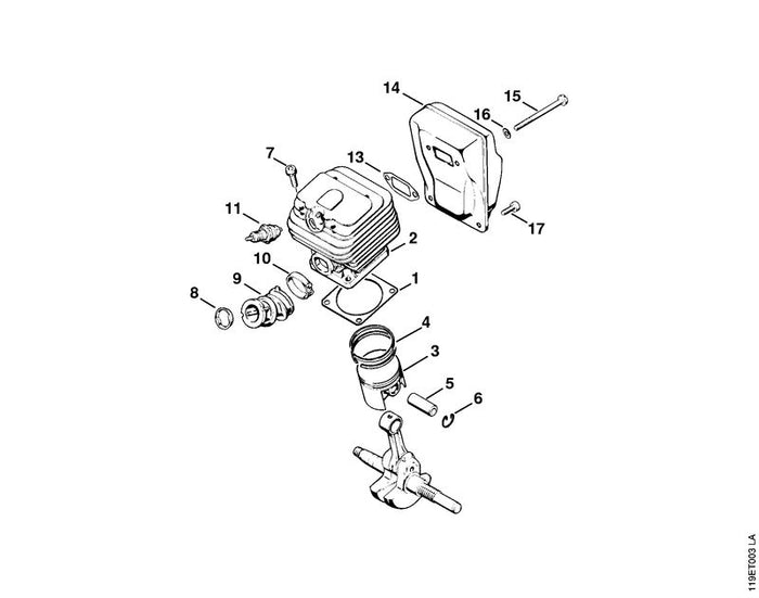 STIHL 1117-029-2301 Zylinderdichtung positie 1 technische tekening