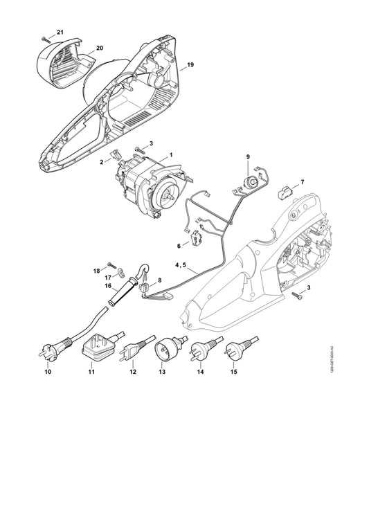 STIHL 1209-435-0300 Schalter positie 6 technische tekening