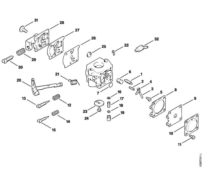 STIHL 1113-122-3205 Schenkelfeder positie 21 technische tekening