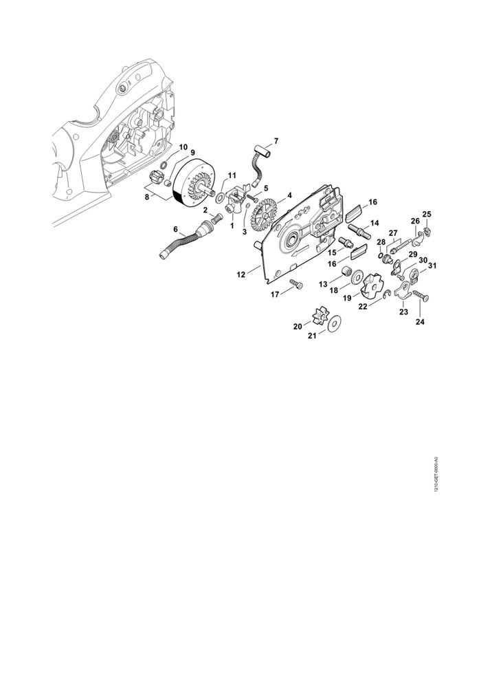 STIHL 1210-642-1202 Kettenrad 3/8" 8Z positie 19 technische tekening