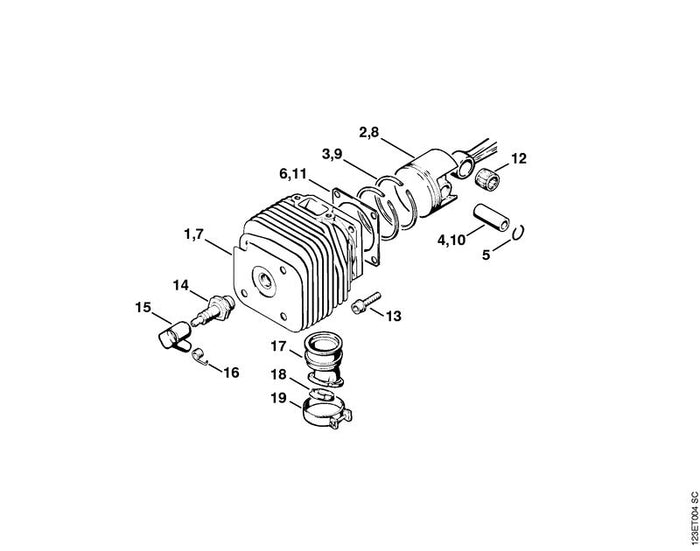 STIHL 1117-141-1800 Hülse positie 18 technische tekening