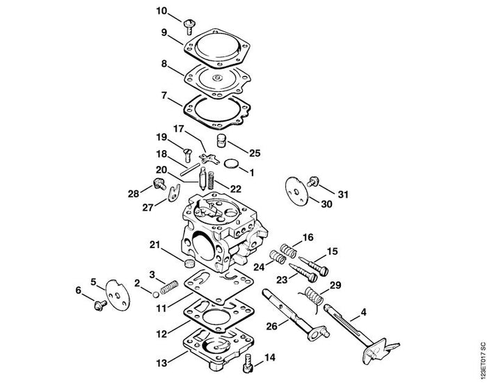 STIHL 1110-122-7400 Halbrundschraube positie 6 technische tekening