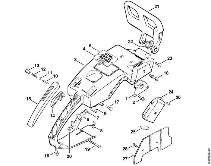 STIHL 0000-997-0603 Druckfeder positie 12 technische tekening