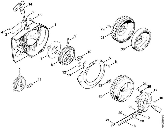 STIHL 1124-195-7200 Klinke positie 10 technische tekening