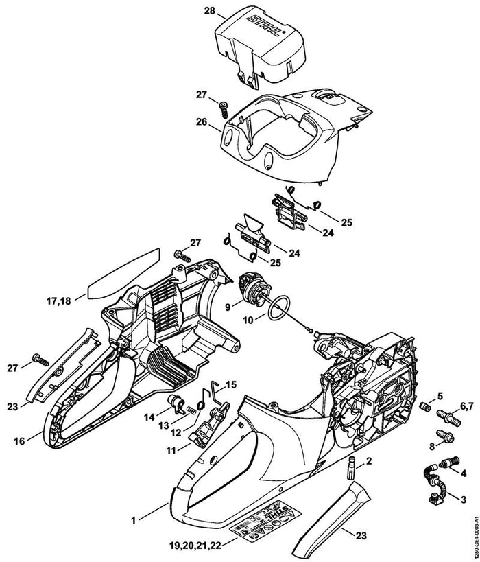 STIHL 1250-435-2401 Schalthebel positie 11 technische tekening