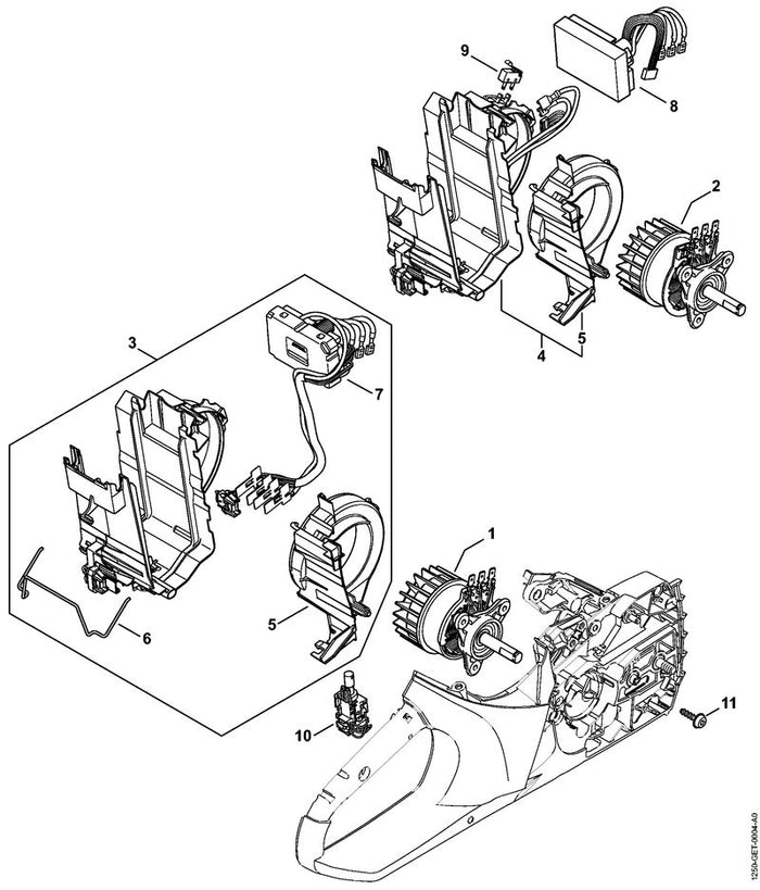 STIHL 1250-400-2111 Steuereinheit positie 3 technische tekening