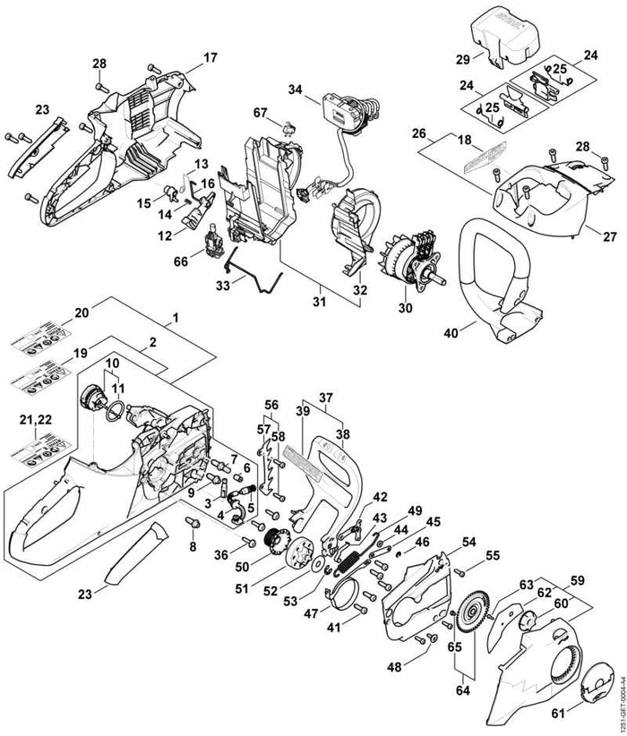 STIHL 1251-080-1600 Haube positie 27 technische tekening