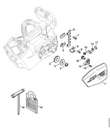 STIHL 1252-640-1702 Kettenraddeckel positie 1 technische tekening