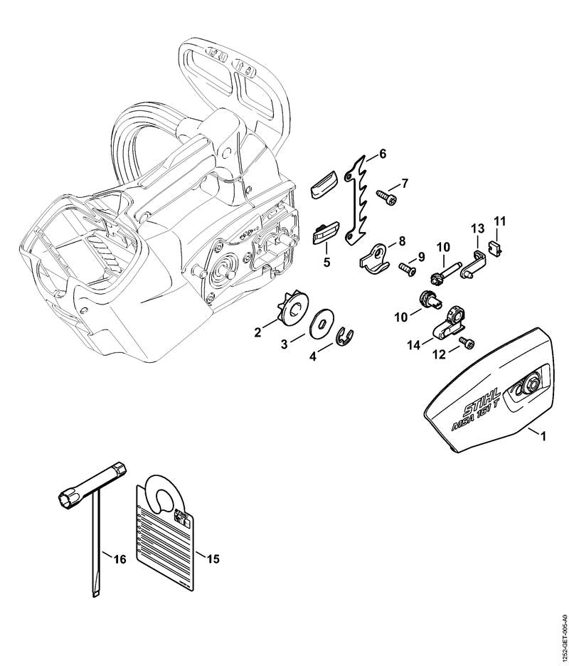 STIHL 1252-642-1202 Kettenrad 1/4"P 10Z positie 2 technische tekening