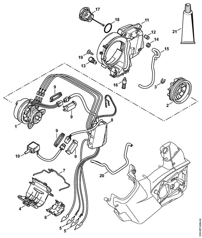 STIHL 1252-430-0502 Schalter positie 10 technische tekening