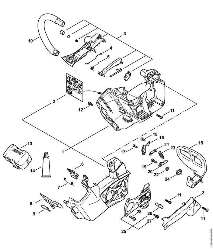 STIHL 1128-162-5001 Hebel positie 21 technische tekening