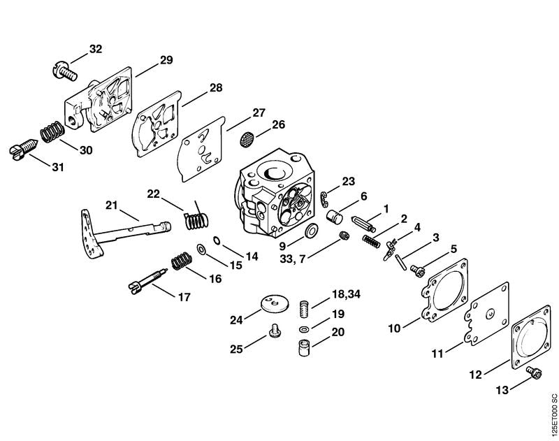 STIHL 1127-121-5602 Festdüse 0.58 positie 33 technische tekening