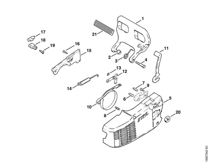 STIHL 0000-998-1404 Schenkelfeder positie 3 technische tekening