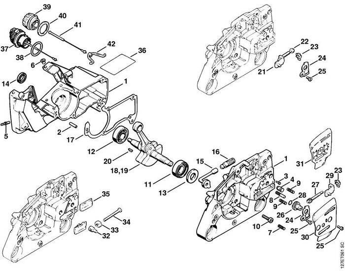 STIHL 1121-007-1021 Satz Kettenspannteile positie -1 technische tekening