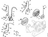 STIHL 1121-400-1201 Schwungrad positie 1 technische tekening