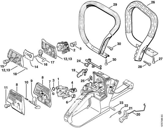 STIHL 1121-120-1610 Luftfilter, Draht positie 12 technische tekening