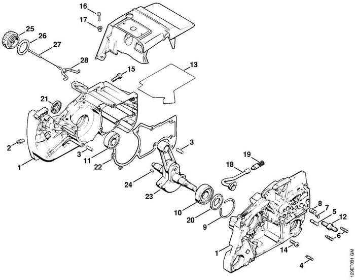 STIHL 1124-664-2400 Bundschraube positie 12 technische tekening