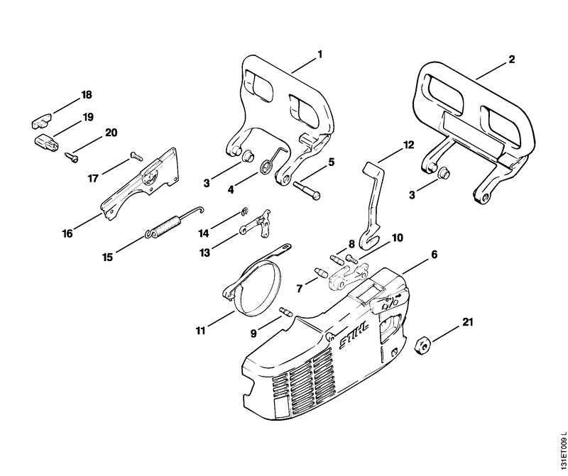 STIHL 1120-656-7700 Kettenfänger positie 19 technische tekening