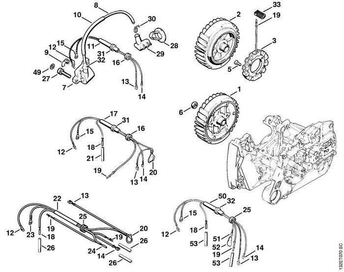 STIHL 1128-440-3012 Kabelbaum positie 22 technische tekening