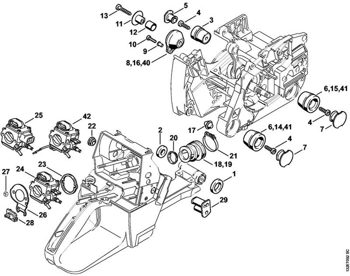 STIHL 1128-120-0625 Vergaser HD-15D positie 24 technische tekening