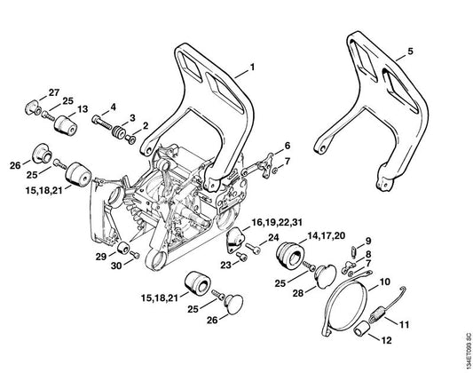 STIHL 1122-790-9103 Handschutz positie 1 technische tekening