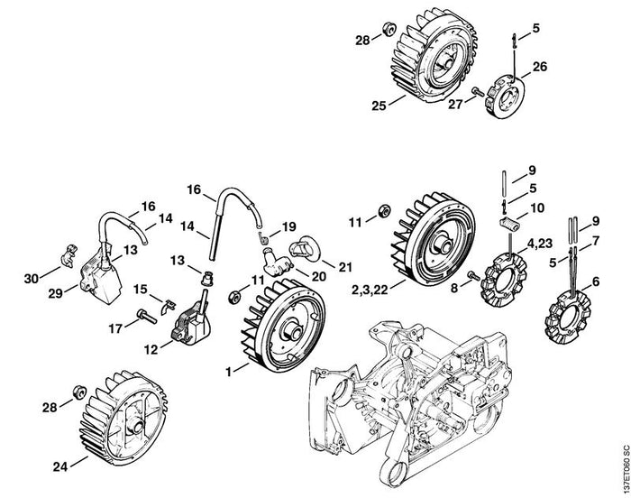STIHL 1128-404-3502 Generator positie 6 technische tekening